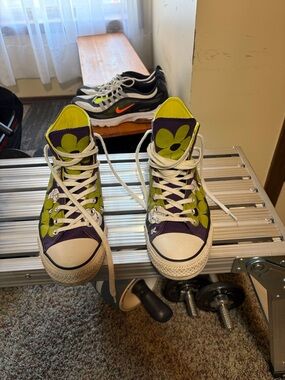 Converse all star purple & Lime High-Top Floral Canvas Sneaker Women's Athletic